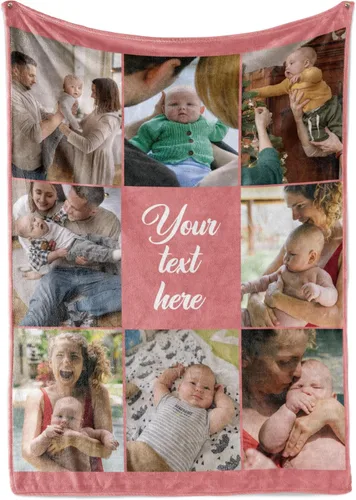 Envío al día siguiente, manta personalizada con foto y texto - impresa en EE. UU., manta de foto personalizada con texto (forro polar 50x60)