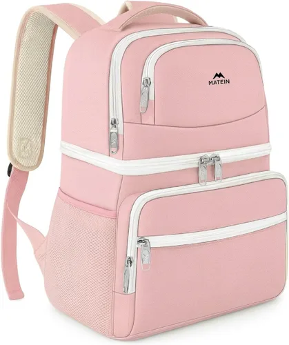 Miniatura 10 de MATEIN Mochila enfriadora, 26 latas, mochila térmica de almuerzo para hombres y mujeres, a prueba de fugas, de doble capa, mochila de almuerzo Gris