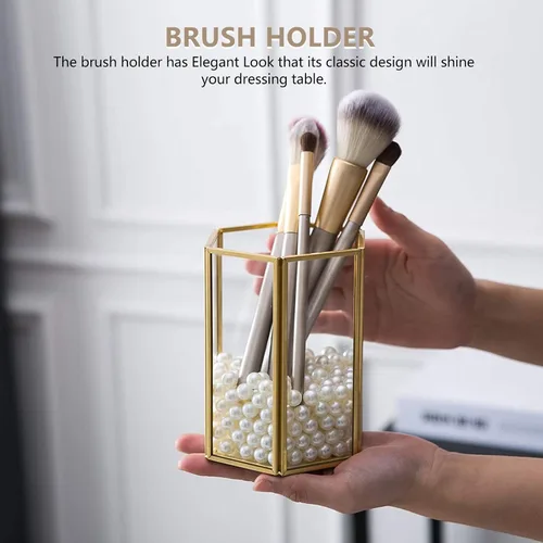 Miniatura 4 de Glass Makeup Brush Holder Cup Vanity Organizer for Cosmetic Storage, Desktop Makeup Brush Storage Container for Daily Beauty Tools