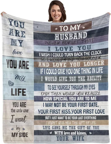 Miniatura 7 de WSYEAR Regalos para novio, regalo de cumpleaños para novio, manta con texto en inglés "I Love You", regalos para él, aniversario, Navidad, Día