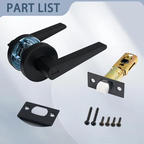 Miniatura 8 de MD8820-DB-BK-1P - Manija de puerta de privacidad sólida para dormitorio y baño, acabado negro mate