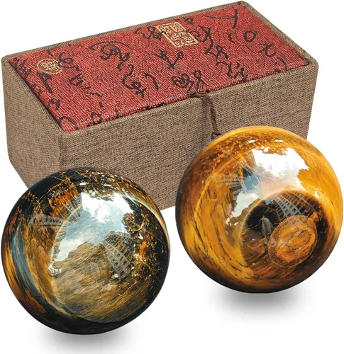 Miniatura 6 de Fengshuibringluck Bolas de salud chinas Baoding de cristal natural de 1.6 pulgadas para terapia de manos, ejercicio y alivio del estrés