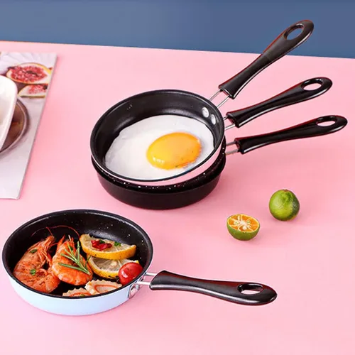 Miniatura 2 de Mini sartén, huevos de acero inoxidable, panqueques para evitar el palo, olla de inducción redonda para desayuno, sartén pequeña con mango largo