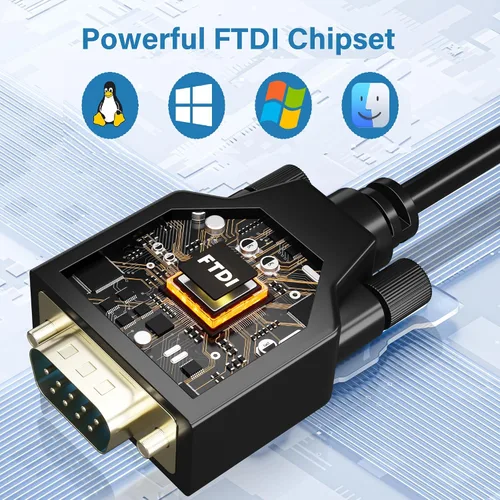 Miniatura 3 de Adaptador USB 2.0 a serie (FTDI Chipset), 4 pies USB A a RS232 macho DB9 Convertidor de pines Cable serie con bridas para Windows 11, 10, 8.1, 8, 7