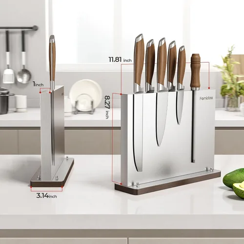 Miniatura 5 de Soporte magnético para cuchillos,Bloque magnético de acero inoxidable para cuchillos sin cuchillos,Tira magnética para cuchillos