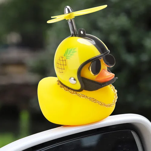 Miniatura 6 de wonuu Decoración de pato de goma para automóvil, lindo pato amarillo con hélice (piña-Y)