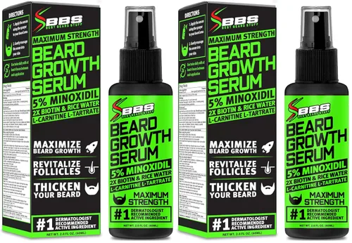Minoxidil para el crecimiento de la barba: suero al 5% con 2 veces biotina y agua de arroz, promueve el cabello facial más grueso y lleno, ideal