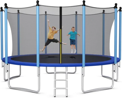 Miniatura 9 de Giantex Trampolín para niños y adultos, aprobado por ASTM 8, 10, 12, 14, 15, 16 pies, trampolín grande con escalera, tubos de acero de grosor