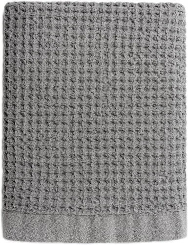 ONSEN Supima® - Toalla de baño de punto gofre, grande, de secado rápido, 100% algodón estadounidense, ligera y absorbente, 38 x 67 pulgadas (gris