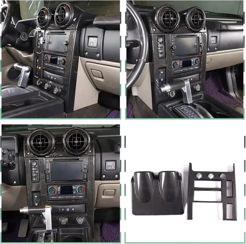 Miniatura 4 de PIUGILH Kit de Acabado de Decoración Interior de 24 Piezas Juego Completo para Hummer H2 2003-2007, Pegatina del Panel de Navegación del Tablero