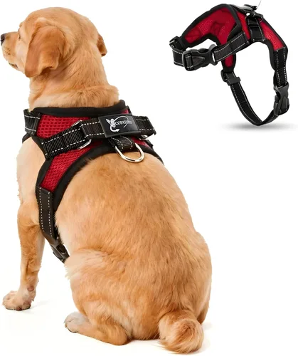 Miniatura 7 de Arnés ajustable reflectante para perro con asa evita tirones, XXS, Negro