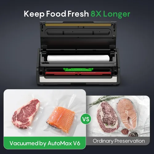 Miniatura 3 de FRESKO Selladora de Alimentos al Vacío con Detección Automática de Bolsas, Doble Sellado Térmico, Almacenamiento Integrado de Rollos de Bolsas