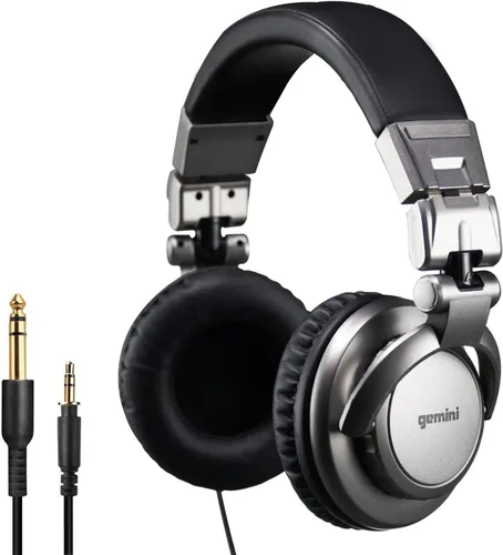 Gemini - Auriculares profesionales con cable para DJ, auriculares de estudio sobre la oreja para producción de música, podcasting, grabación y