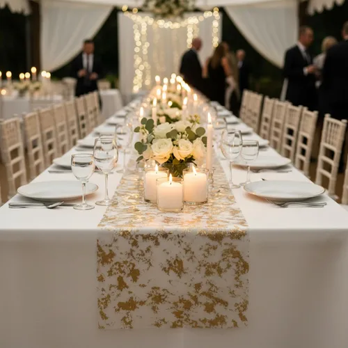 Miniatura 6 de PapaKit Camino de mesa fino dorado metálico brillante de 11 x 84 pulgadas, paquete de 2 para vacaciones, bodas, fiestas y decoración diaria