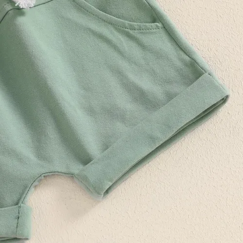 Miniatura 54 de Ropa de bebé niño sin mangas + pantalones cortos con estampado a rayas con bolsillos, 2 piezas de trajes de verano