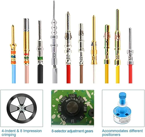 Miniatura 4 de JRready ST2165 M22520/1-01 Kit de herramientas de crimpado NEW-ASF1G Herramienta de crimpado con ajuste de tornillo universal UF2-5 y PH102