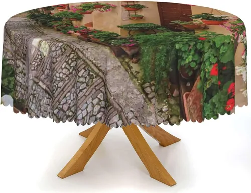 Miniatura 11 de Mantel redondo de mandala marrón – para comedor, cocina, decoración del hogar, cena de vacaciones, mantel lavable, a prueba de derrames, lavable