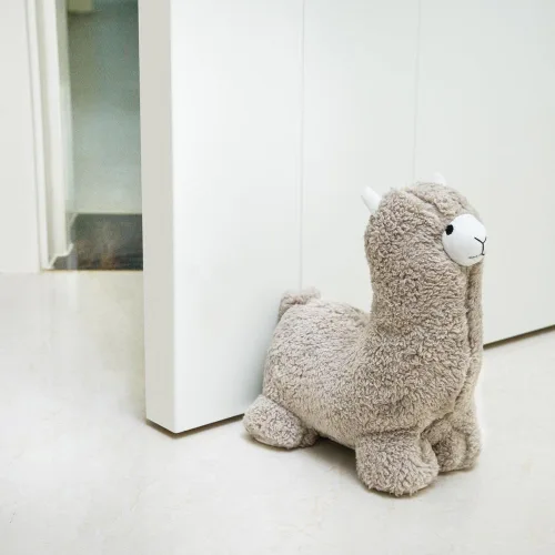 Miniatura 6 de Marwood Lindo tope de puerta decorativo para el hogar y la oficina, tope de puerta interior con peso de alpaca de tela de animal de peluche Gorra