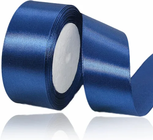 Miniatura 190 de Cinta azul de 1-1/2 pulgadas x 25 yardas, cinta de seda de satén azul real para envolver regalos, fabricación de lazos para el cabello, ramos