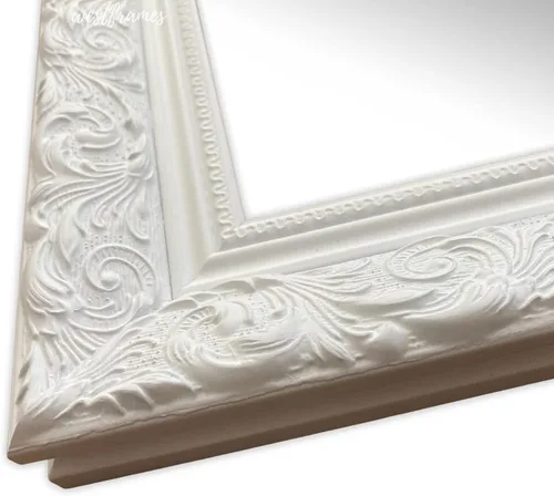 Miniatura 3 de West Frames Espejo de pared con marco en relieve de Bella (22.25" x 28.25", color blanco)