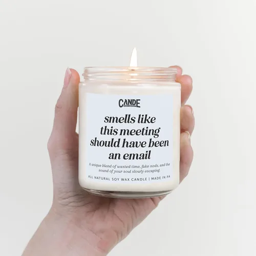 Miniatura 2 de CE Craft Huele como esta reunión debería haber sido una vela por correo electrónico – Tarro perfumado de vainilla de lavanda – Divertido regalo