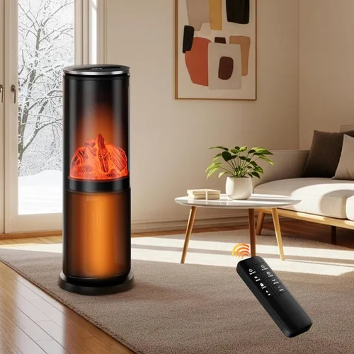Uthfy Calentador de espacio, 1500 W, eléctrico, portátil, de cerámica PTC, para uso en interiores, con termostato, control remoto, temporizador de