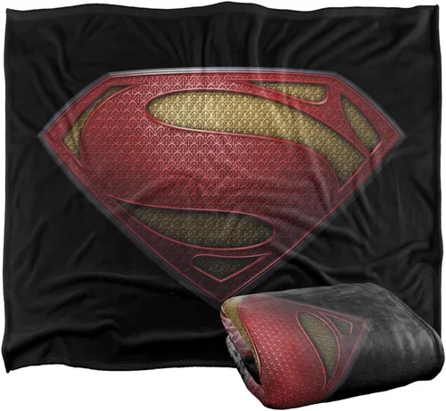Superman Man of Steel Shield - Manta con licencia oficial de tacto sedoso, súper suave, 50 x 60 pulgadas Hombre de Escudo de Acero