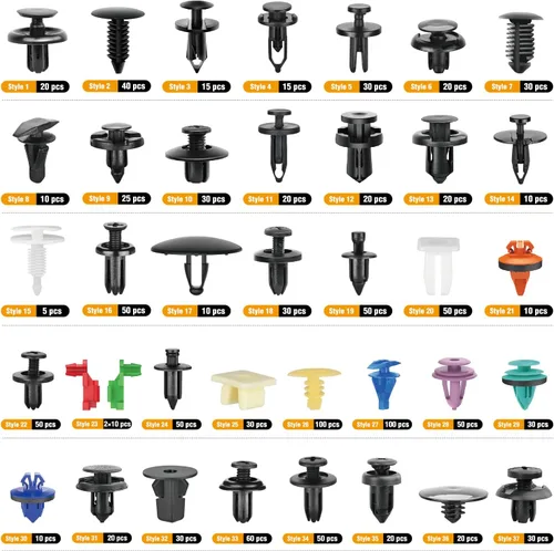 Miniatura 3 de GOOACC 1295 clips de retención de automóvil y sujetadores de automóvil, surtido de 37 tamaños más populares, remaches de parachoques de nailon