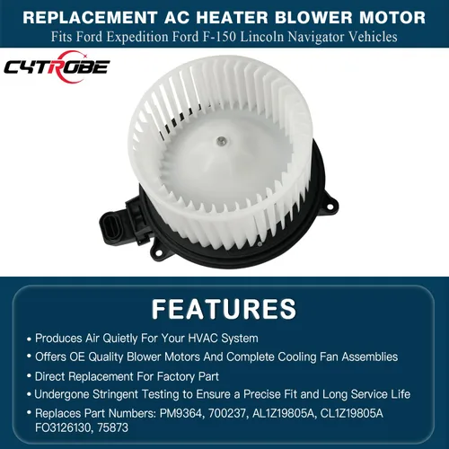 Miniatura 4 de Motor del ventilador del calentador AC HVAC con jaula de ventilador Compatible con Ford F150, Ford Lobo 2009-2014, Ford Expedition 2009-2017
