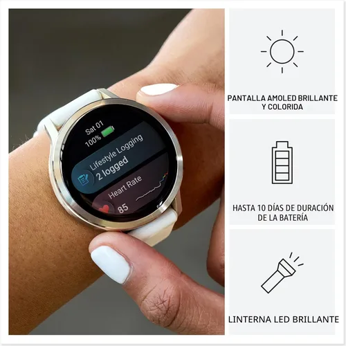 Miniatura 4 de Garmin Venu 4, 1.614 in, reloj inteligente GPS avanzado con rastreador de fitness, pantalla AMOLED de 1.2 pulgadas, linterna incorporada, 10 días