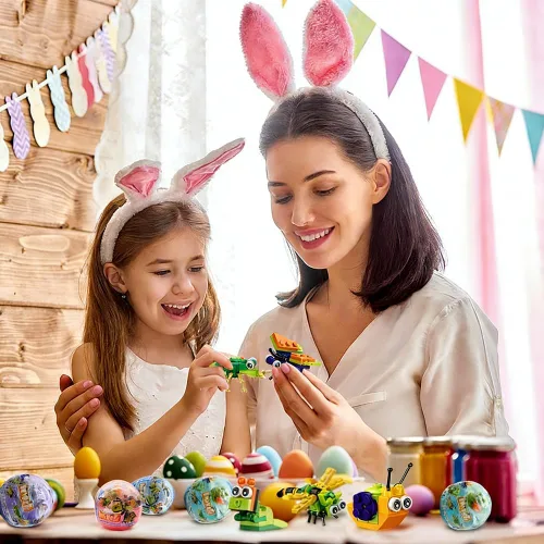 Miniatura 6 de 12 piezas de huevos de Pascua prellenados de insectos 12 en 1 mini juguetes para niños, recuerdos de fiesta de Pascua, rellenos de cesta de Pascua