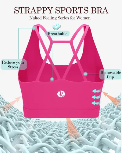 Miniatura 14 de Brasieres deportivos para mujer, con relleno, tipo camiseta sin mangas, sexis, con espalda cruzada, de alto impacto, largos, ideales para practicar