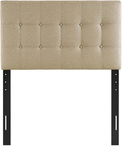 Miniatura 4 de Modway Emily - Cabecera individual tapizada con botones de tela de lino beige