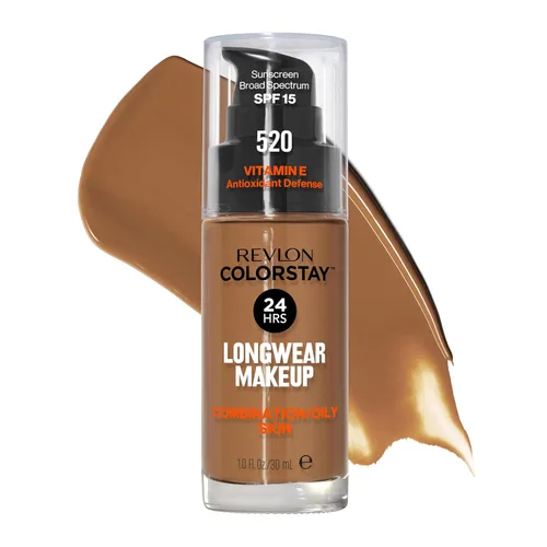Miniatura 53 de Base líquida de Revlon ColorStay Maquillaje facial para piel mixta y grasa, SPF 15, cobertura media-completa con acabado mate, beige solar (392), 1