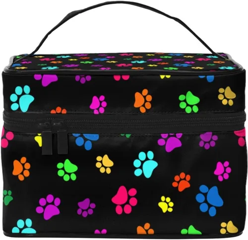 Miniatura 13 de Bolsa de maquillaje con asa, estuche de cosméticos con cremallera, bolsa de aseo portátil de viaje para mujeres y niñas, duradera, 1 Foto