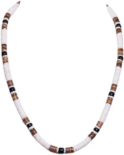 BlueRica Collar de cuentas de concha de coco y puka (18")