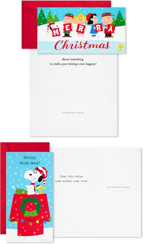 Miniatura 6 de Hallmark Peanuts - Juego de tarjeteros o portamonedas de Navidad, Charlie Brown y Snoopy (36 tarjetas con sobres)