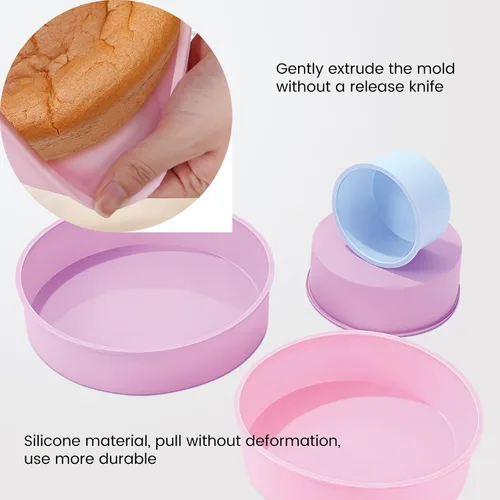 Miniatura 3 de Paquete de 2 moldes redondos de silicona sin BPA, molde circular reutilizable de silicona para pasteles de gasa, juego de 2 tamaños diferentes