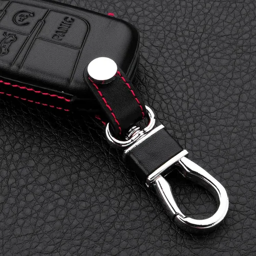 Miniatura 7 de Funda para llavero de cuero genuino para Jeep Compass Grand Cherokee/para Dodge Challenger Charger/Para Chrysler 200 300/Para Fiat 500 Car Remote