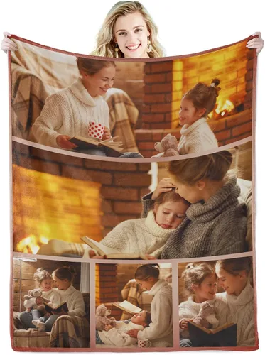 Miniatura 13 de Abybela Manta personalizada con texto fotográfico para regalos de parejas, manta personalizada con imagen, regalos para novio, novia, esposa, Foto-3