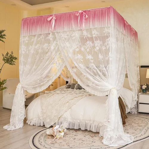 Miniatura 3 de Mengersi - Cortinas para marco de cama con dosel tamaño completo, postes, soporte de marco para cortinas para camas de metal o madera, decoración