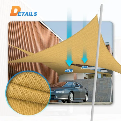Miniatura 6 de TANG Toldo tipo vela triangular de 7 x 7 x 7 pies, para patio, con bloqueo UV, tela permeable para pérgola, patio trasero, porche, terraza, jardín