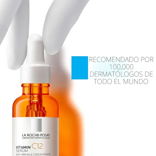 Miniatura 13 de La Roche-Posay Suero puro de Vitamina C al 12% para cara con ácido hialurónico y ácido salicílico, suero facial hidratante, aumenta la luminosidad