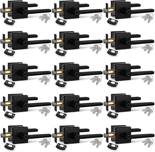 Miniatura 34 de NEWBANG Palanca de puerta de cama/baño para privacidad Baño e interior Manija de cerradura de puerta en negro mate envejecido, HD1601-DB-BK-1P