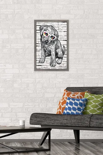 Miniatura 2 de Trends International PD Moreno - Póster de pared con gafas para perro, 14.725 x 22.375 pulgadas, versión enmarcada de madera de granero