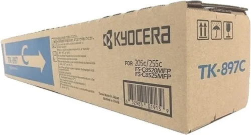 Kyocera 1T02K0CUS0 Modelo TK-897C Cartucho de tóner cian, compatible con impresoras multifuncionales a color FS-C8025MFP, FS-C8520MFP, TASKalfa