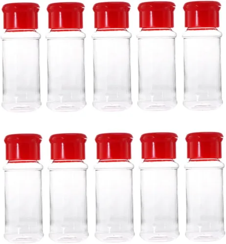 UPKOCH Contenedor de polvo transparente Contenedor de plástico para almacenar pimienta, sal y pimienta, salero y pimienta, 10 uds