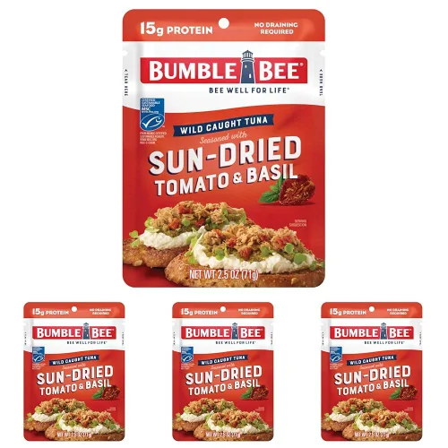 Miniatura 25 de Bumble Bee - Atún sazonado con hierbas y especias mediterráneas, sobre de 71 g - Listo para comer - Paquete de atún capturado de forma salvaje - 14