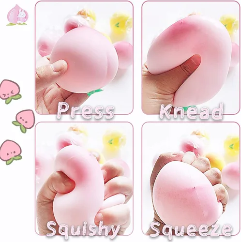 Miniatura 4 de Pelotas estrujables para el estrés, 1 paquete, bola elástica para aliviar el estrés, juguetes sensoriales para apretar, melocotón rosa, para niños