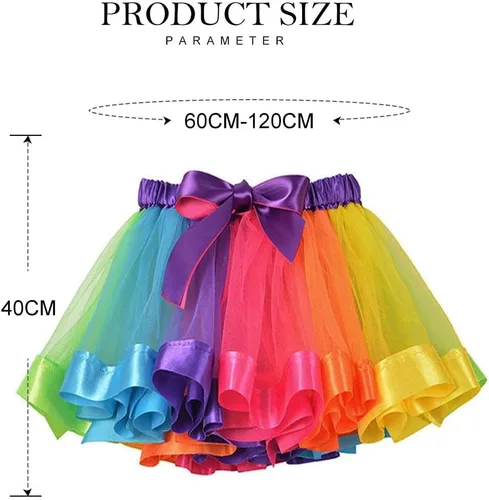 Miniatura 3 de REETAN Rainbow Tutu Skirts Colorful Tulle Skirt Ribbon Layered Dance Party Tutu Costume for Women and Girls